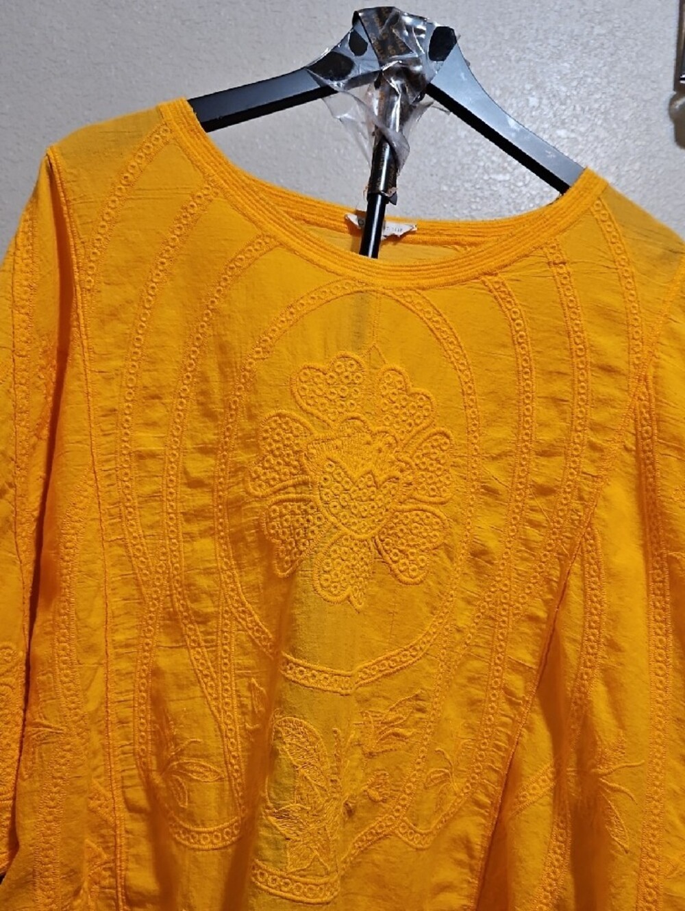 Cato Yellow Embroidered Peasant Tunic - Picture 4 of 8